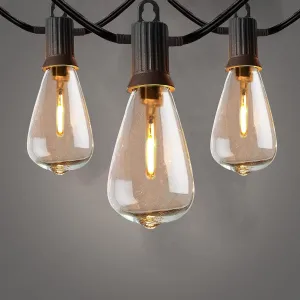 100FT (30M) Outdoor String Lights Mains Powered, Garden String Lights with 50 2Pcs LED Filaments Vintage Bulbs, Waterproof IP65 2700K Warm White for Patio Outside Party Wedding Backyard Terrace