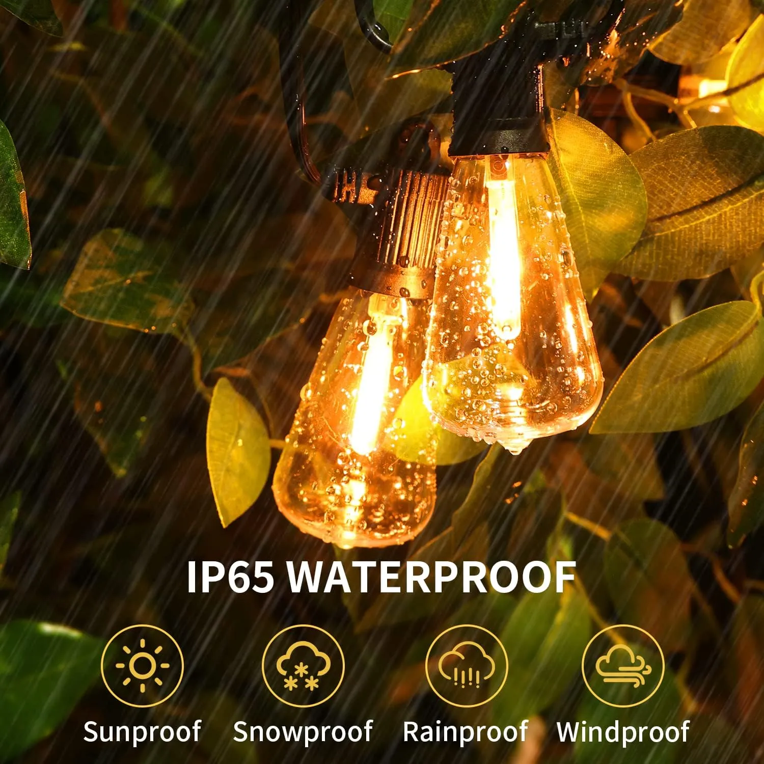 100FT (30M) Outdoor String Lights Mains Powered, Garden String Lights with 50 2Pcs LED Filaments Vintage Bulbs, Waterproof IP65 2700K Warm White for Patio Outside Party Wedding Backyard Terrace