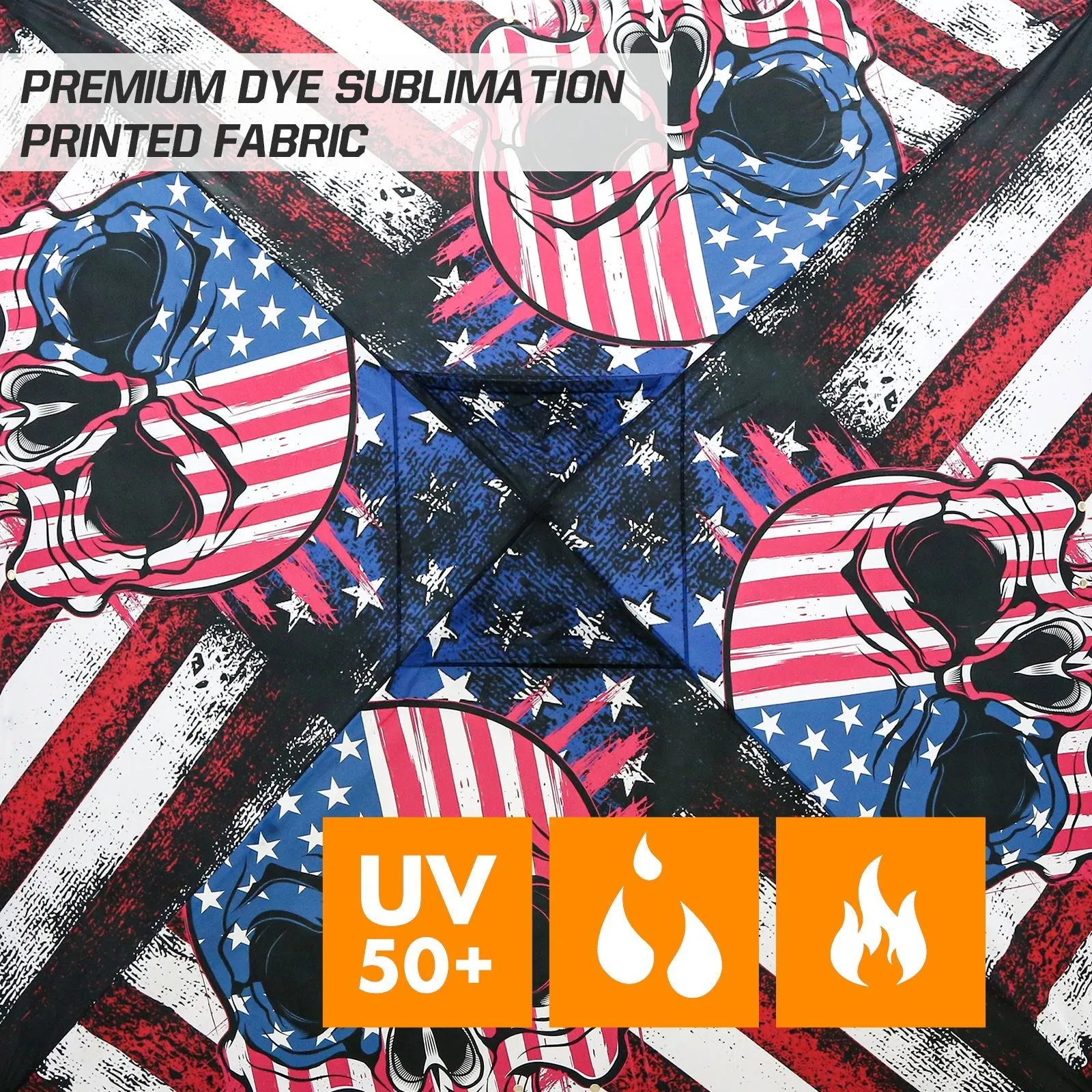 10x10 Pop Up Canopy, Straight Leg Pop Up Tent, Americana Skull