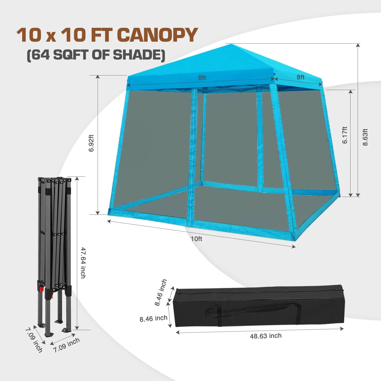 10x10 Slant Leg Easy Setup Pop Up Canopy Tent