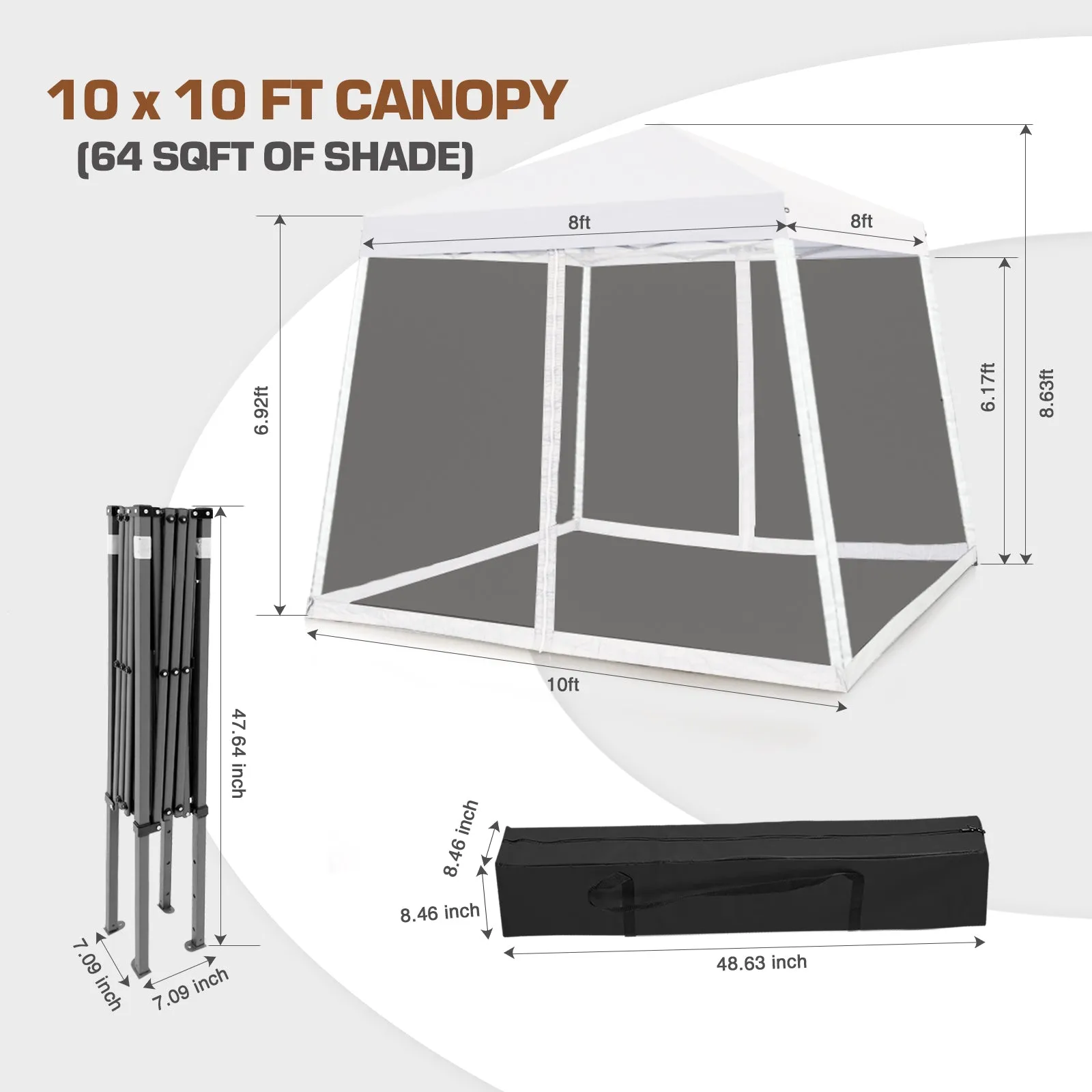 10x10 Slant Leg Easy Setup Pop Up Canopy Tent