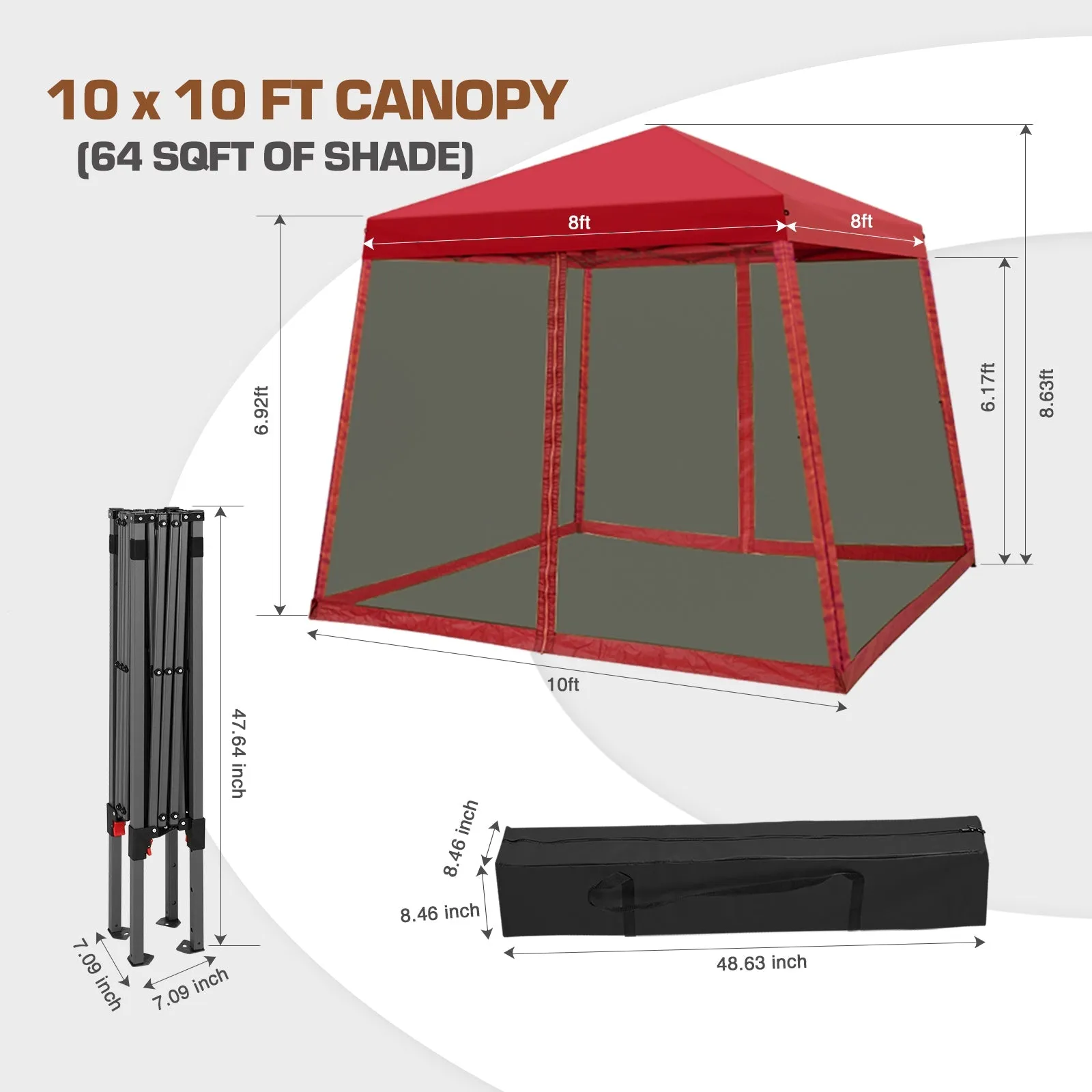 10x10 Slant Leg Easy Setup Pop Up Canopy Tent
