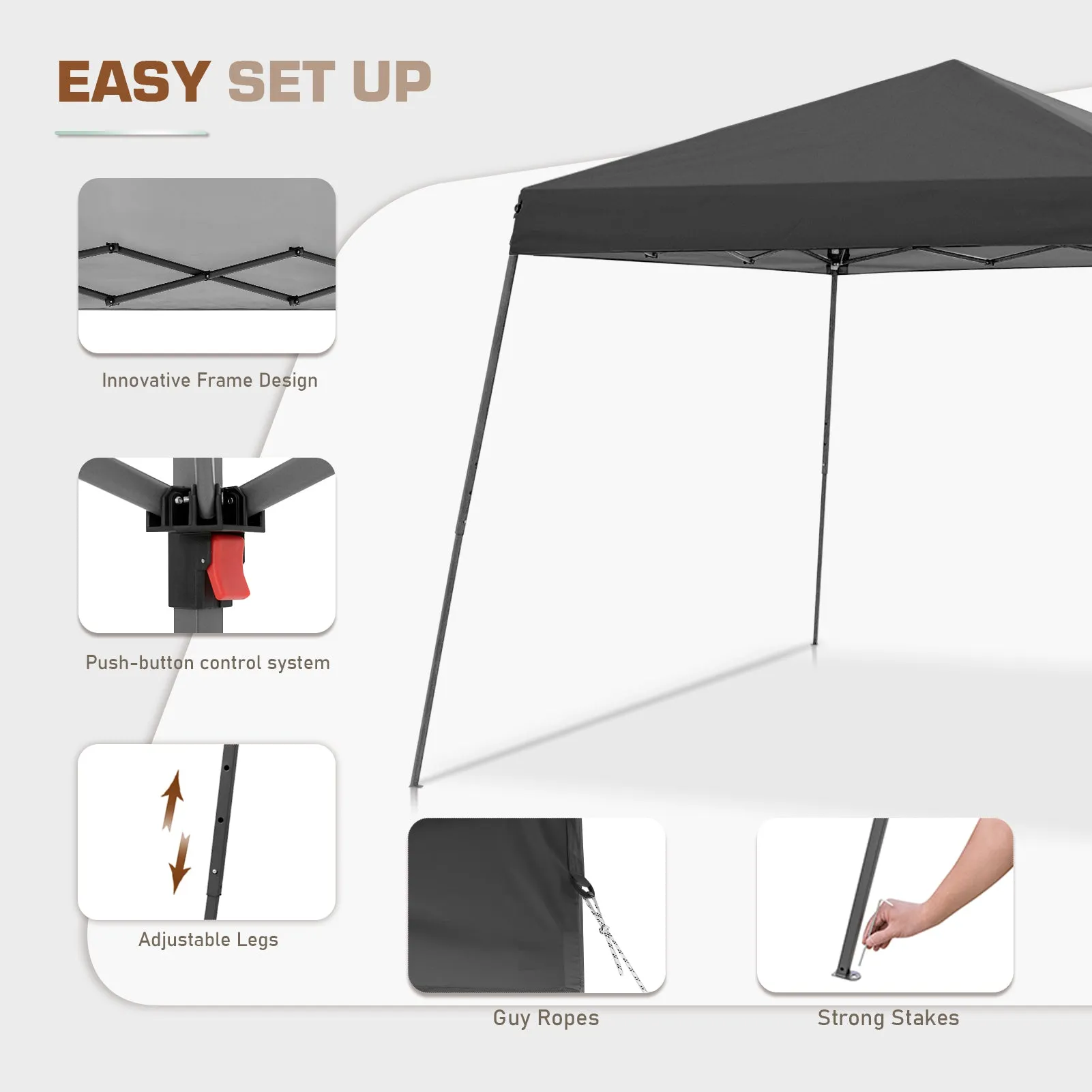 10x10 Slant Leg Easy Setup Pop Up Canopy Tent