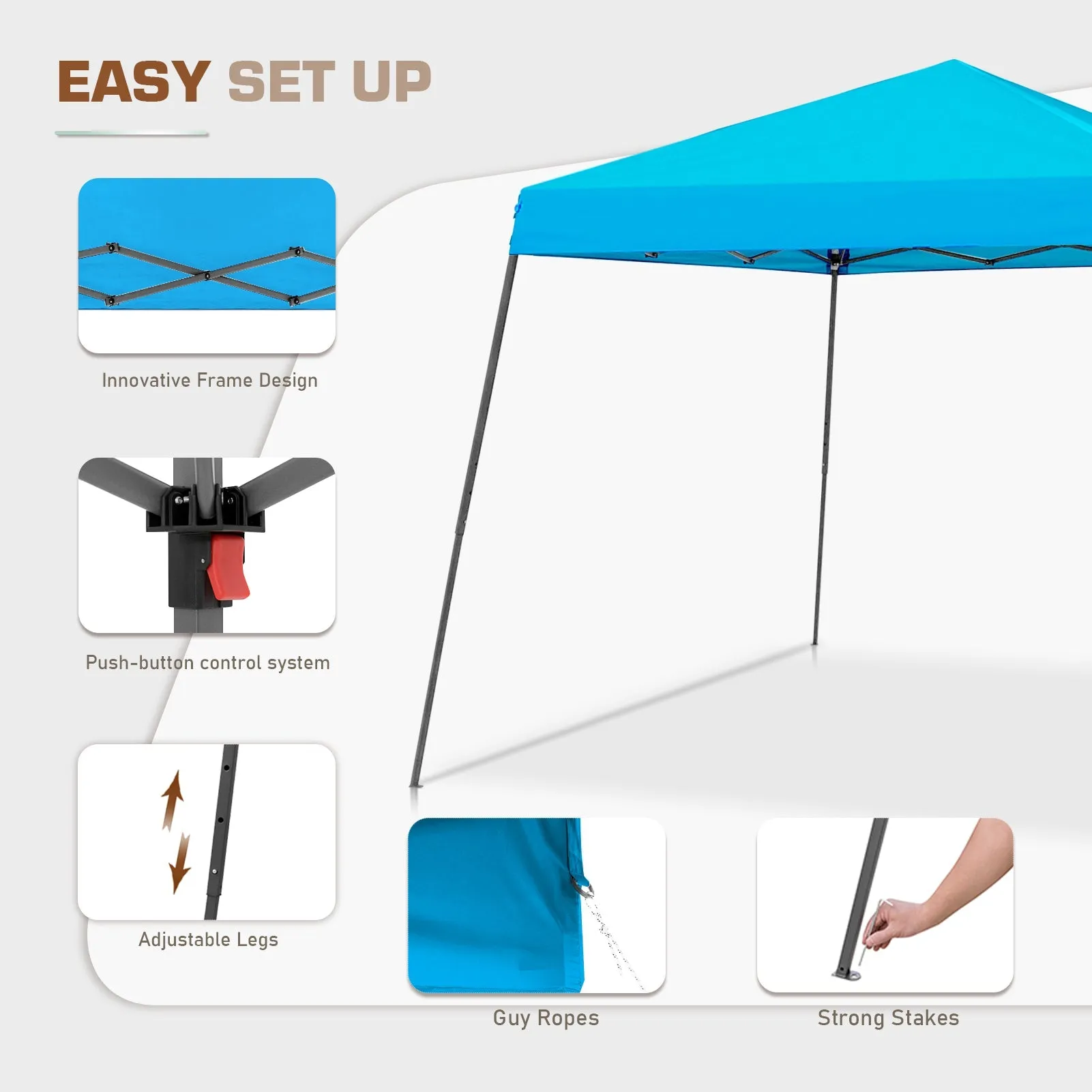 10x10 Slant Leg Easy Setup Pop Up Canopy Tent