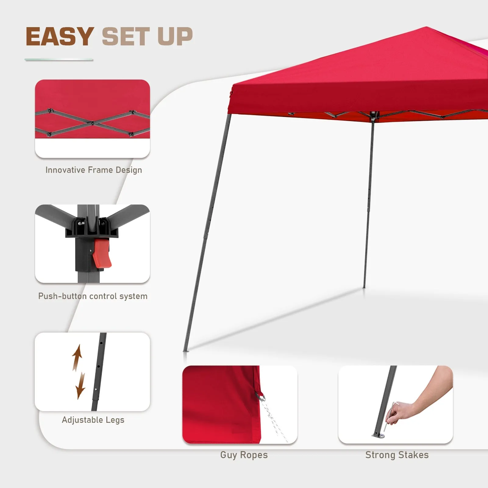 10x10 Slant Leg Easy Setup Pop Up Canopy Tent