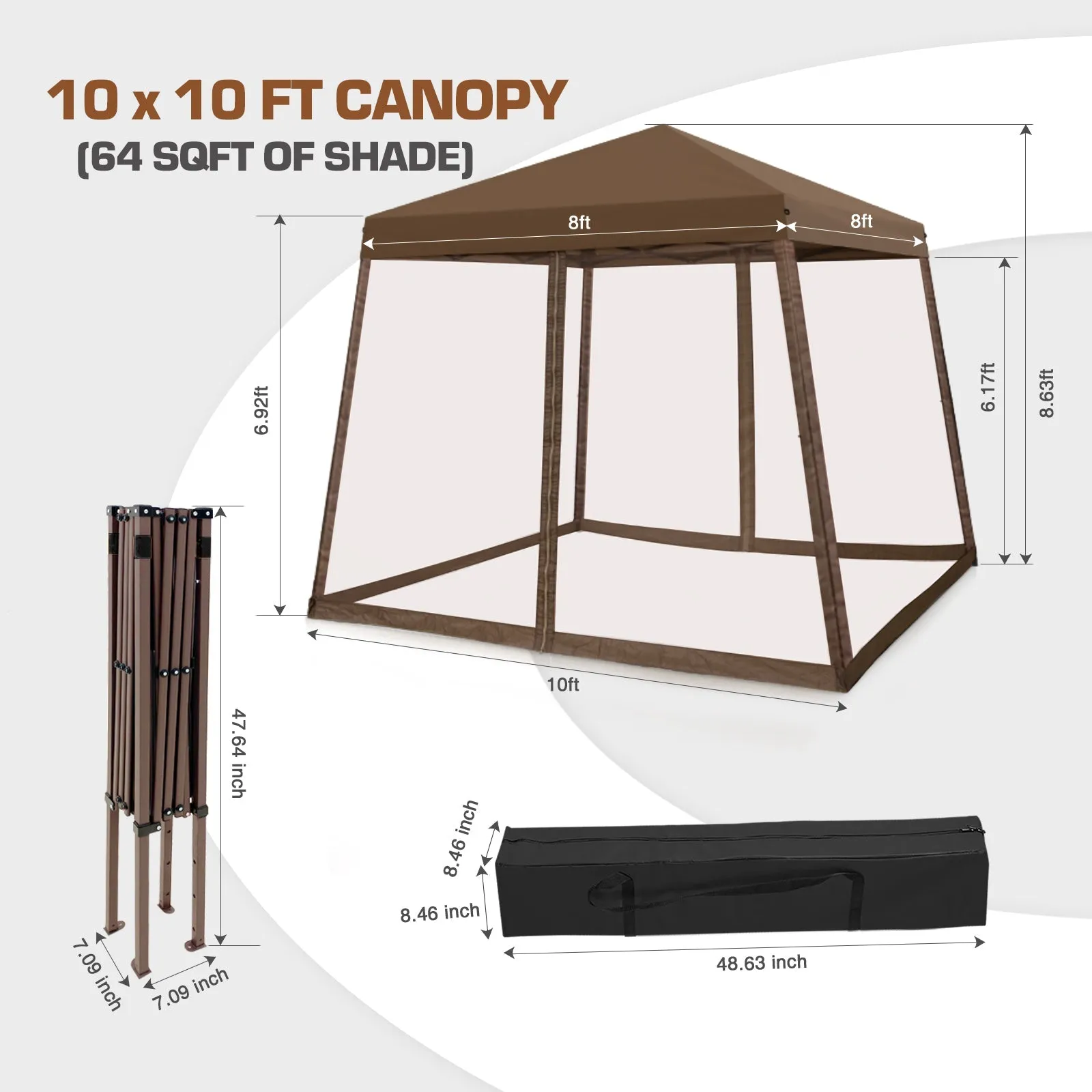 10x10 Slant Leg Easy Setup Pop Up Canopy Tent