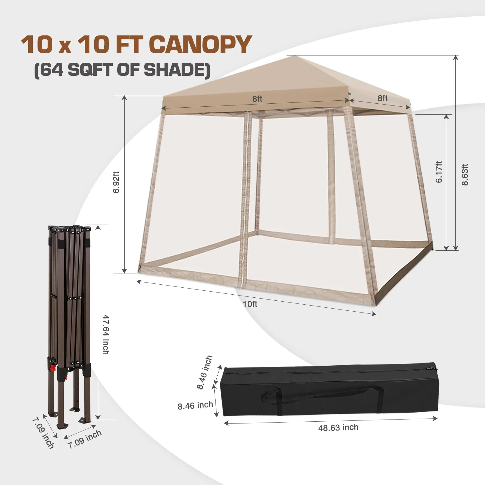 10x10 Slant Leg Easy Setup Pop Up Canopy Tent