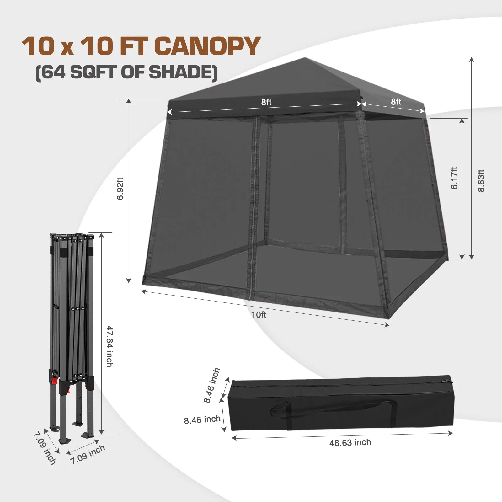 10x10 Slant Leg Easy Setup Pop Up Canopy Tent