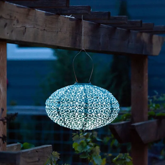 14" Stella Oval Punch Solar Lantern