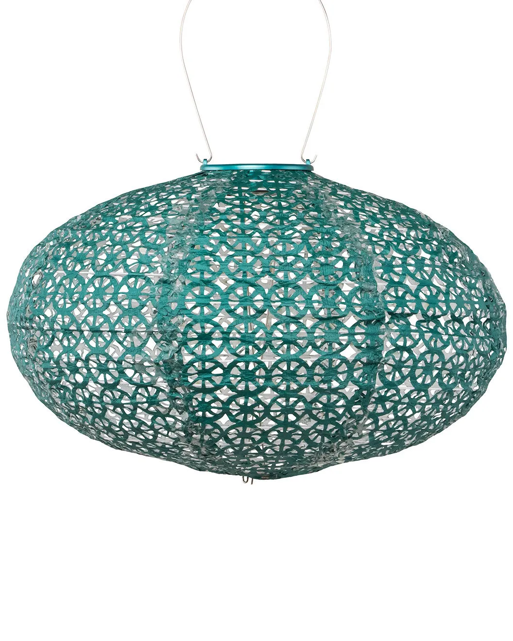 14" Stella Oval Punch Solar Lantern