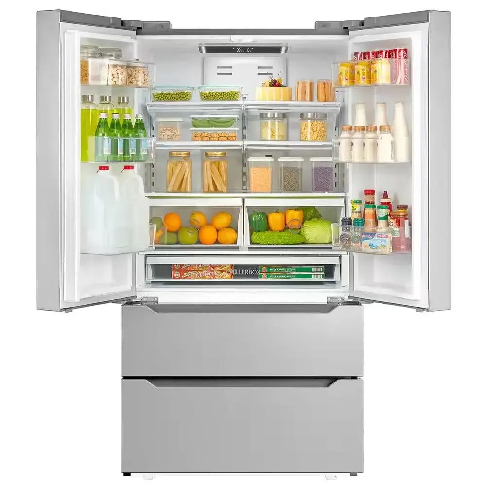 22.5 Cu. Ft. 4-Door French Door Refrigerator with Recessed Handle in Stainless Steel, Counter Depth