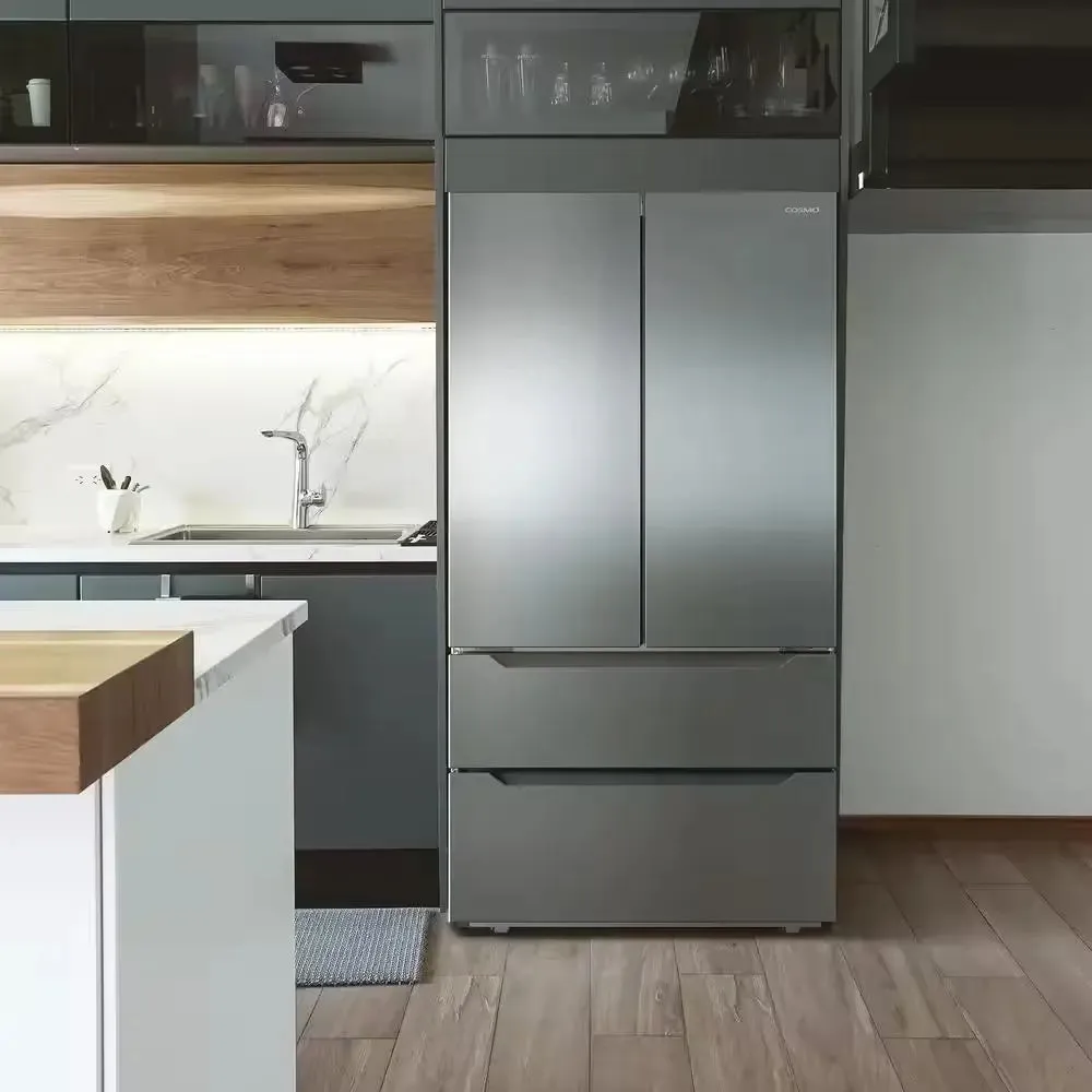 22.5 Cu. Ft. 4-Door French Door Refrigerator with Recessed Handle in Stainless Steel, Counter Depth