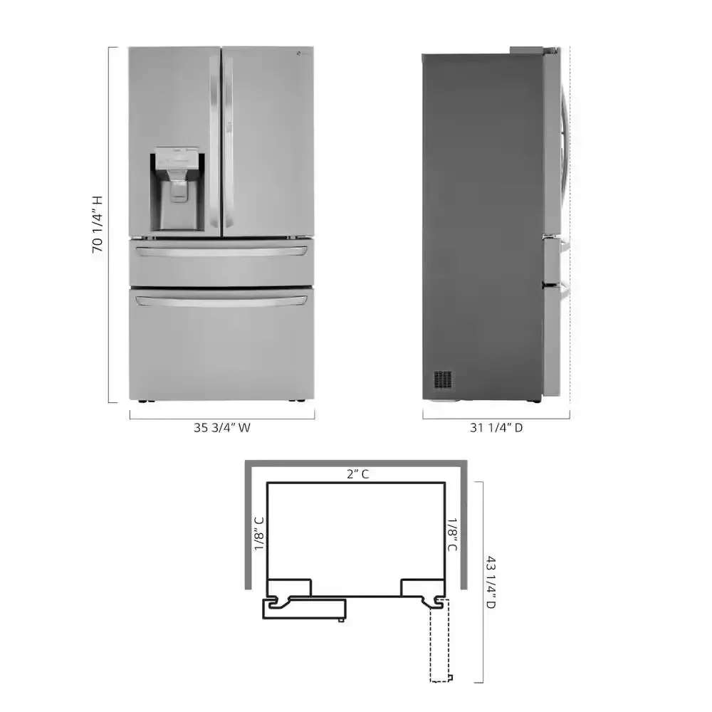 23 Cu. Ft. Door-In-Door 4-Door French Door Refrigerator, Dual and Craft Ice in Printproof Stainless Steel, Counter Depth