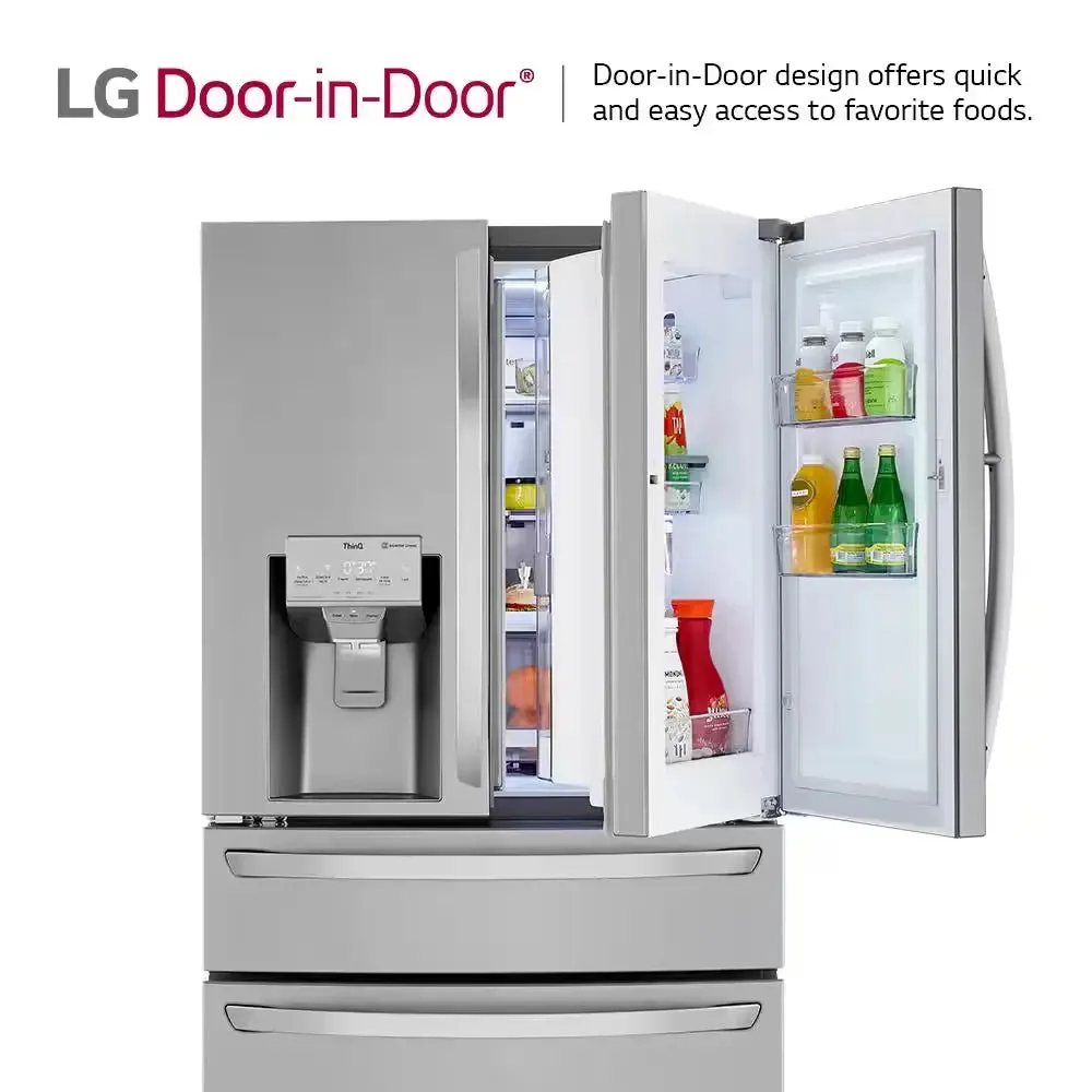 23 Cu. Ft. Door-In-Door 4-Door French Door Refrigerator, Dual and Craft Ice in Printproof Stainless Steel, Counter Depth