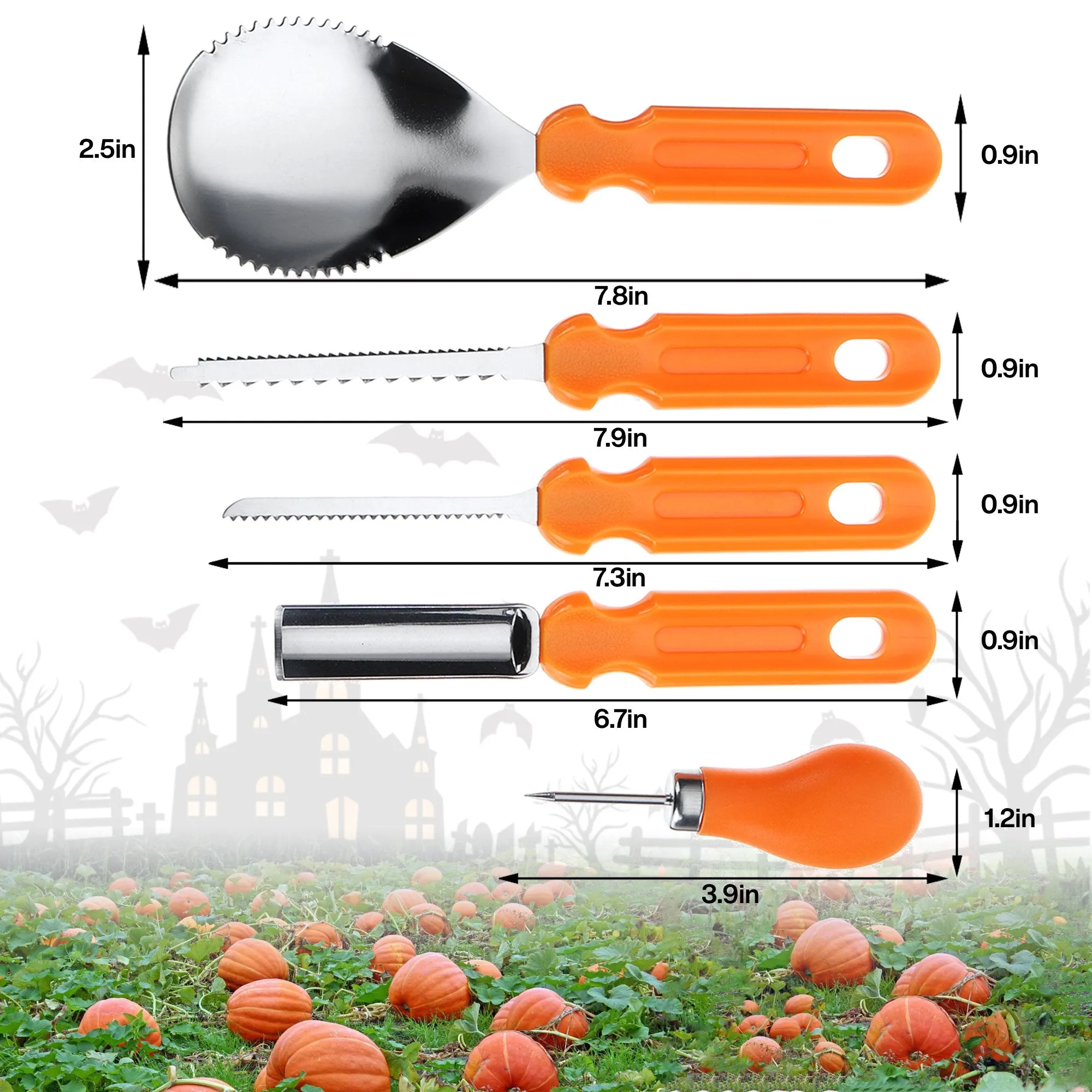 Avery Professional Pumpkin Carving Kit Heavy-Duty Stainless-Steel Tools with Carrying Case 11-Piece Set