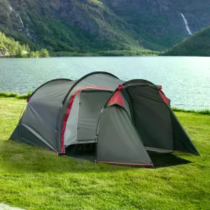 Camping Dome Tent 2 Room for 3-4 Person with Weatherproof Screen Room Vestibule Backpacking Tent Lightweight for Fishing & Hiking Dark Grey