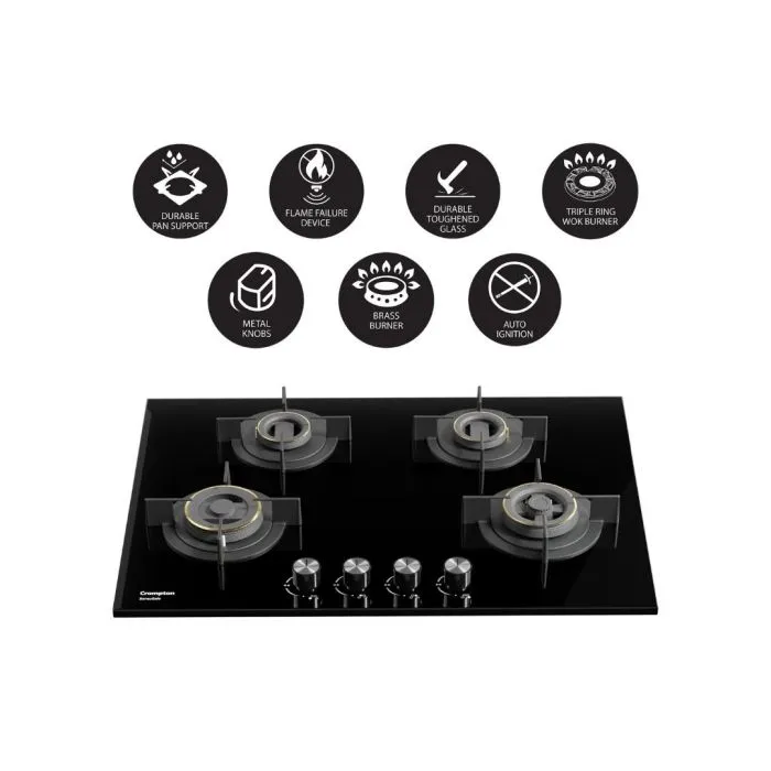Crompton HOB-SSDC824-MBL 78 cm 4 Burner Hob Sensosafe