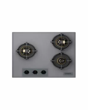 Crompton HOB-SSFB603SP-MBU 60CM Grey 3D Brass Burners with Flame Failure Device (FFD) Auto Ignition (Battery) 8mm Thickness Toughened Glass Built-In Hob