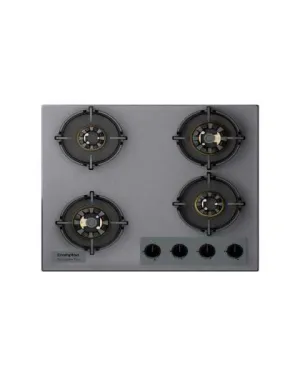Crompton HOB-SSFB604SP-MBU 60CM Grey 3D Brass Burners with Flame Failure Device (FFD) Auto Ignition (Battery) 8mm Thickness Toughened Glass Built-In Hob