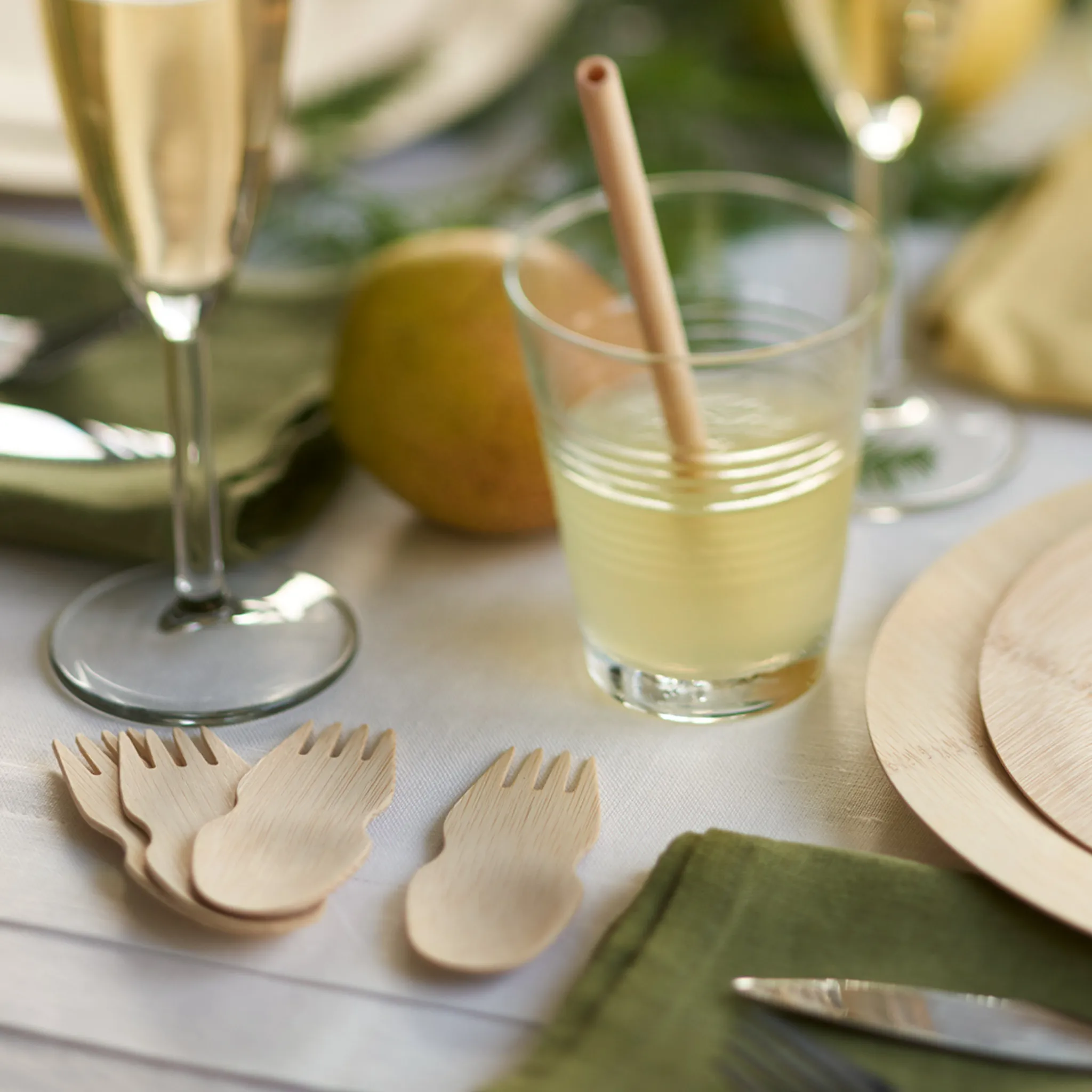 Disposable Bamboo 3.5" Sporks, Bulk