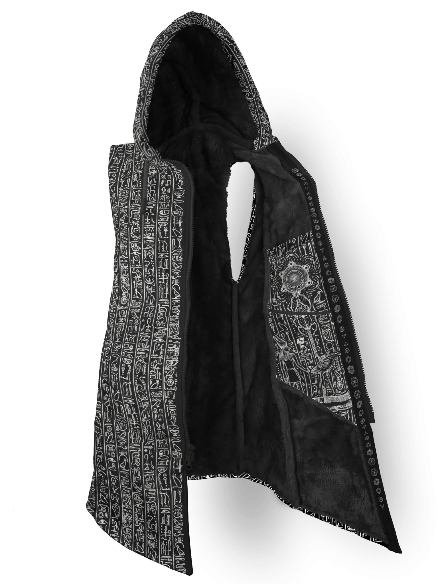 Egyptian Glyphs (Black) Cyber Hooder Cloak