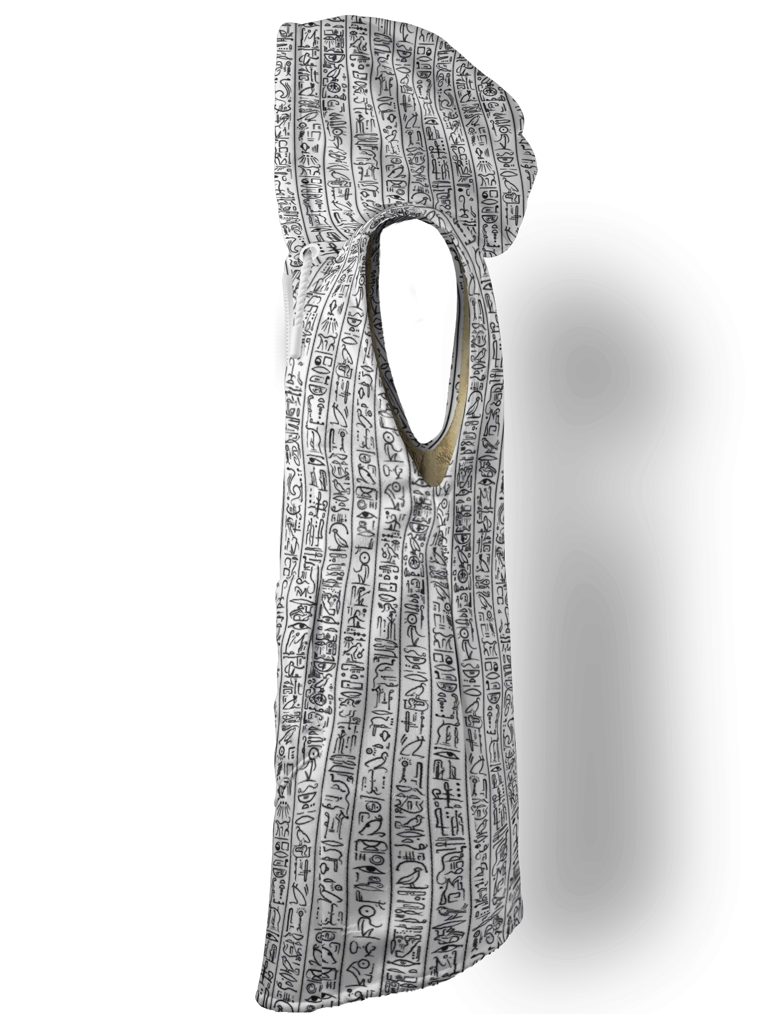 Egyptian Glyphs (White) Cyber Hooder Cloak