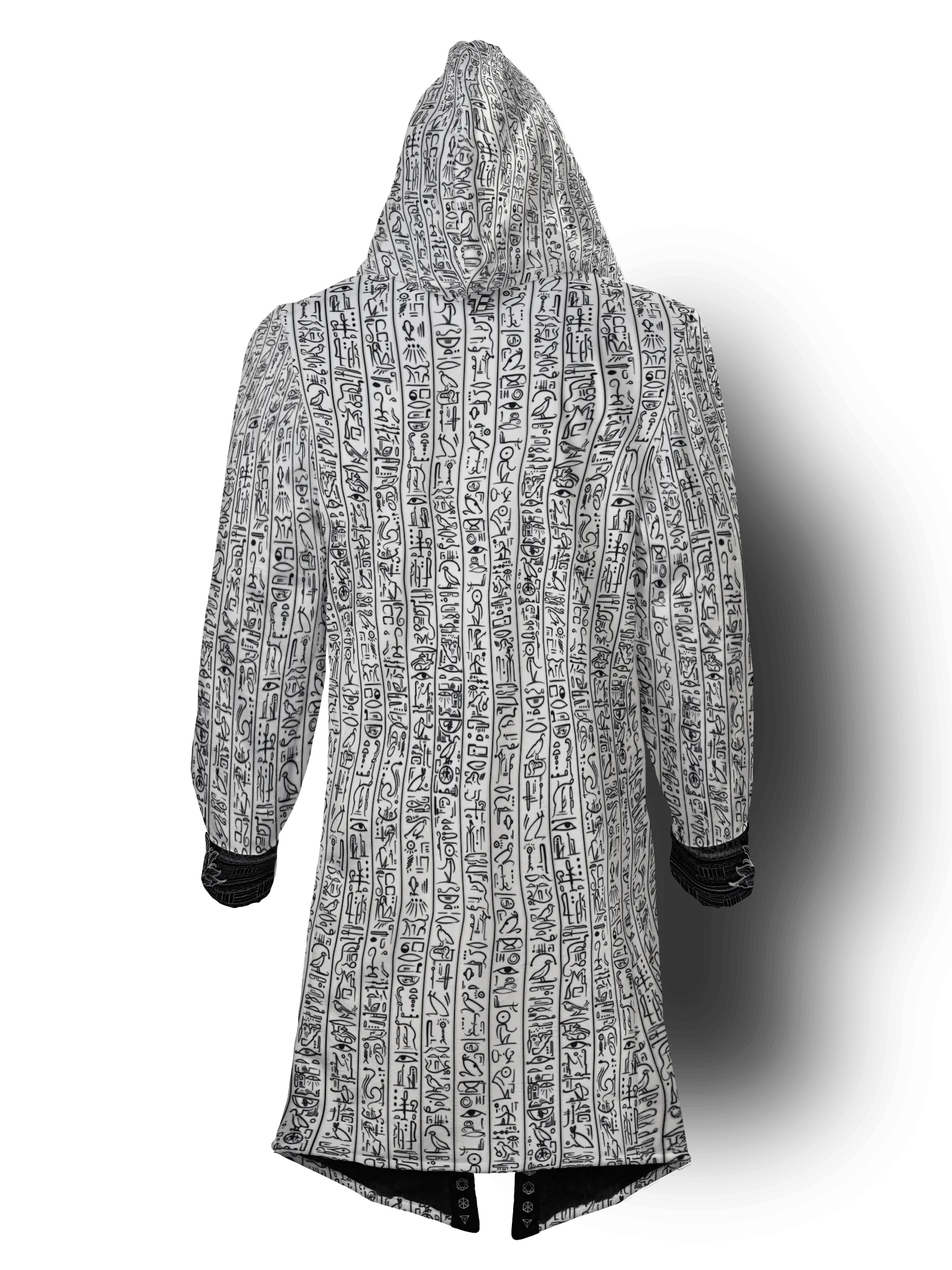 Egyptian Glyphs (White) Cyber Hooder Cloak