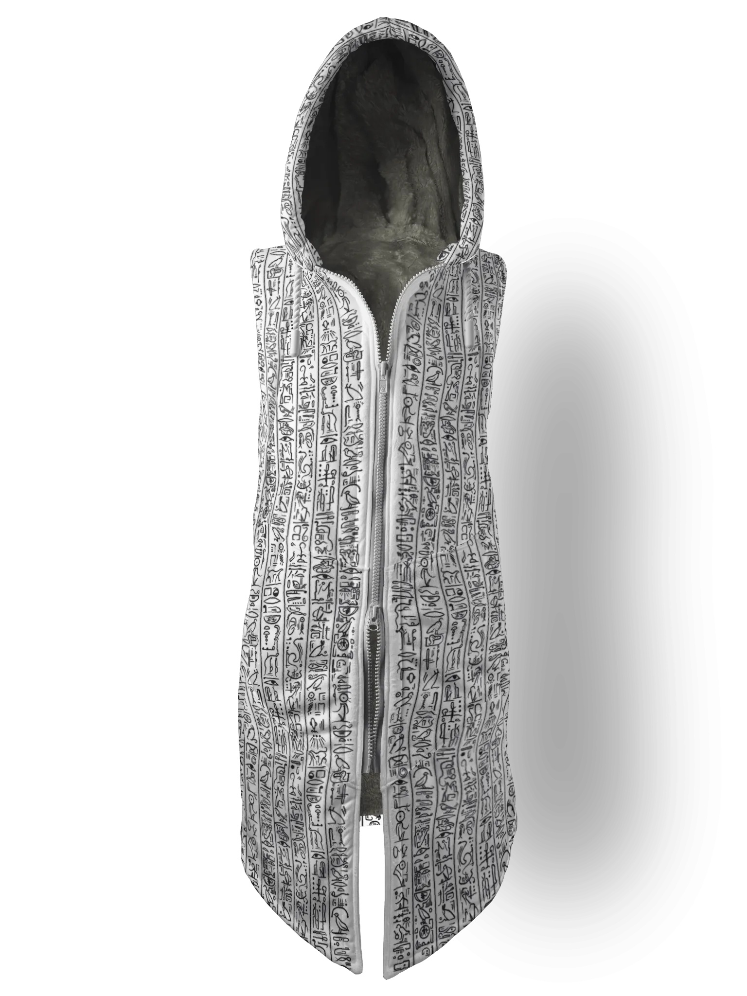 Egyptian Glyphs (White) Cyber Hooder Cloak