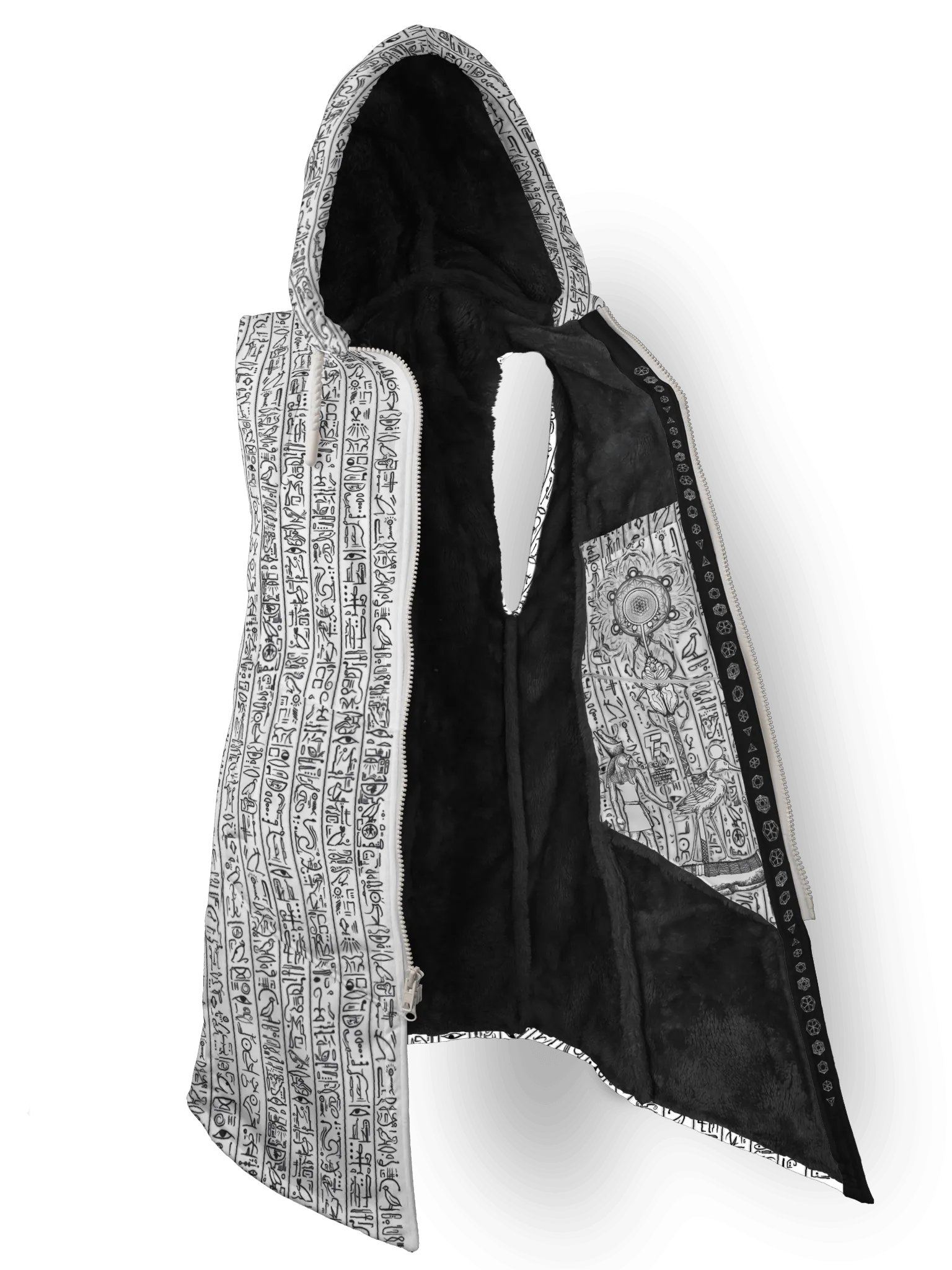 Egyptian Glyphs (White) Cyber Hooder Cloak