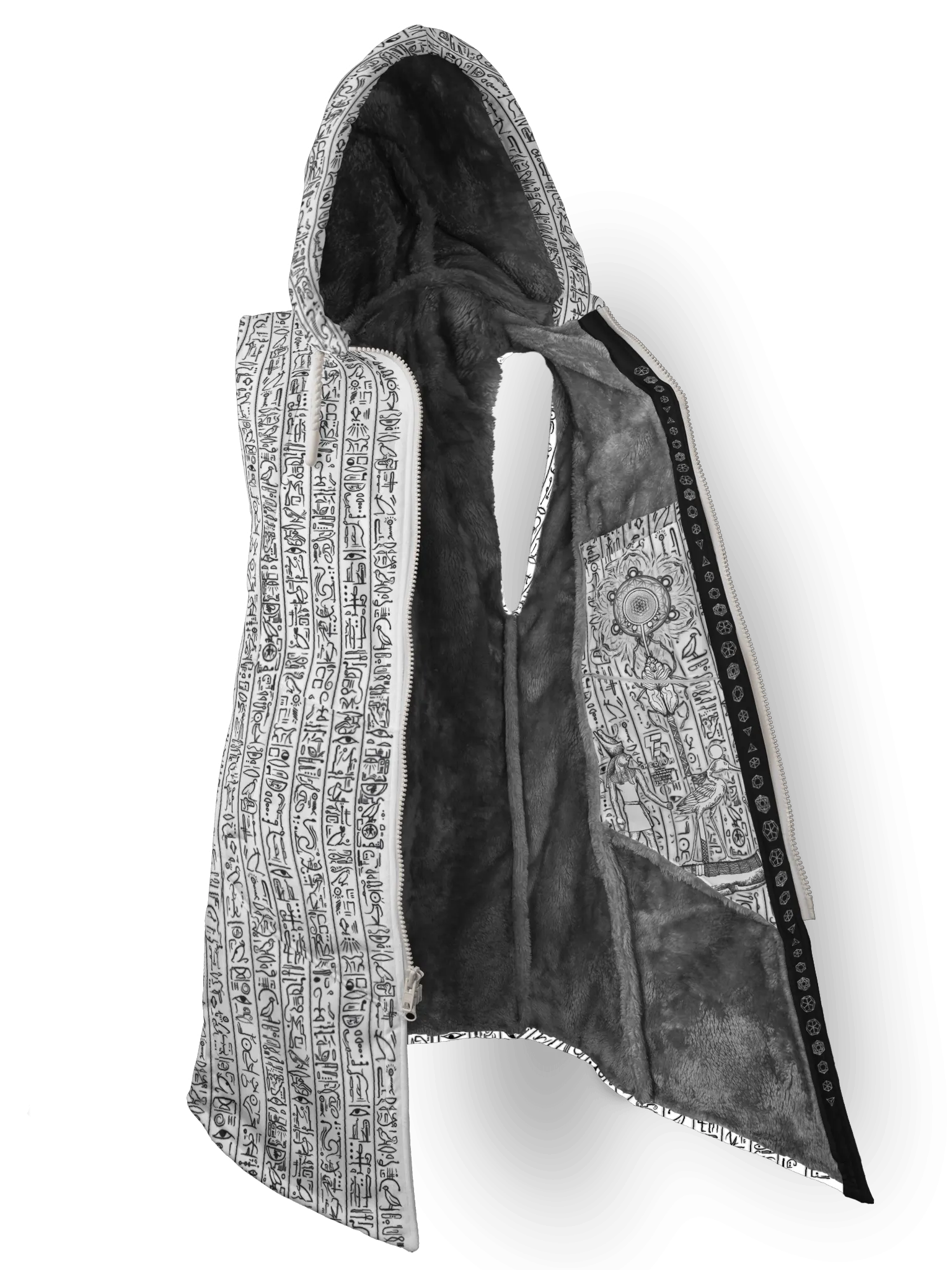 Egyptian Glyphs (White) Cyber Hooder Cloak