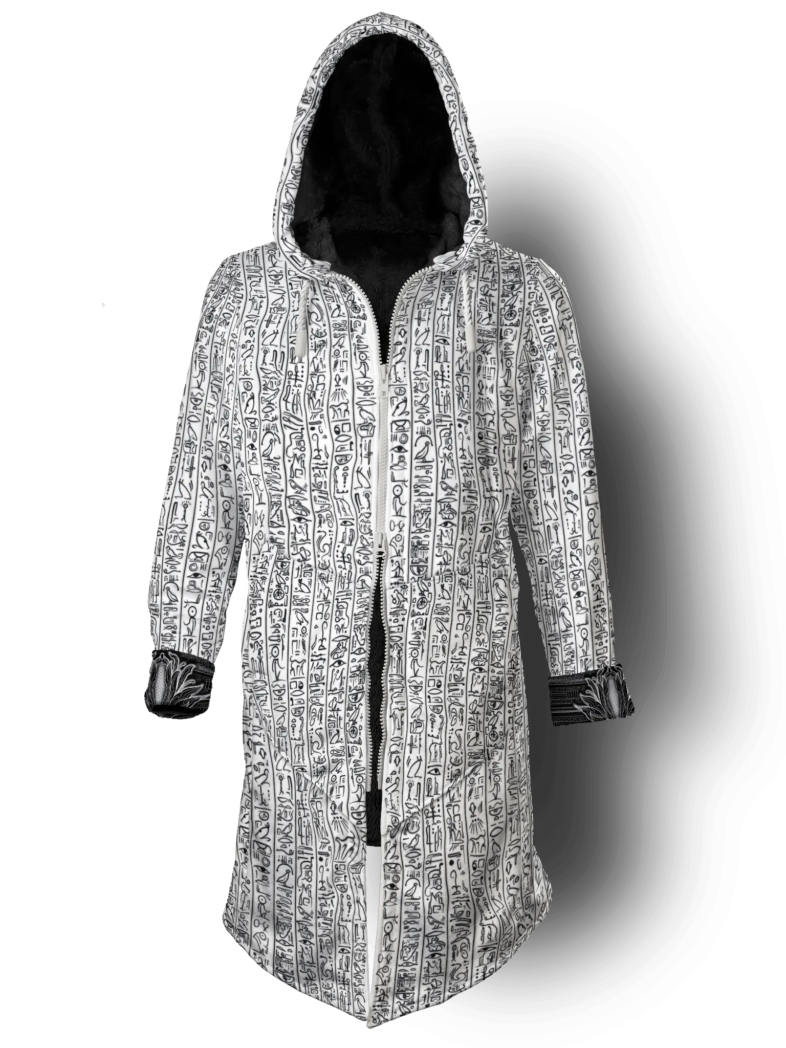 Egyptian Glyphs (White) Cyber Hooder Cloak