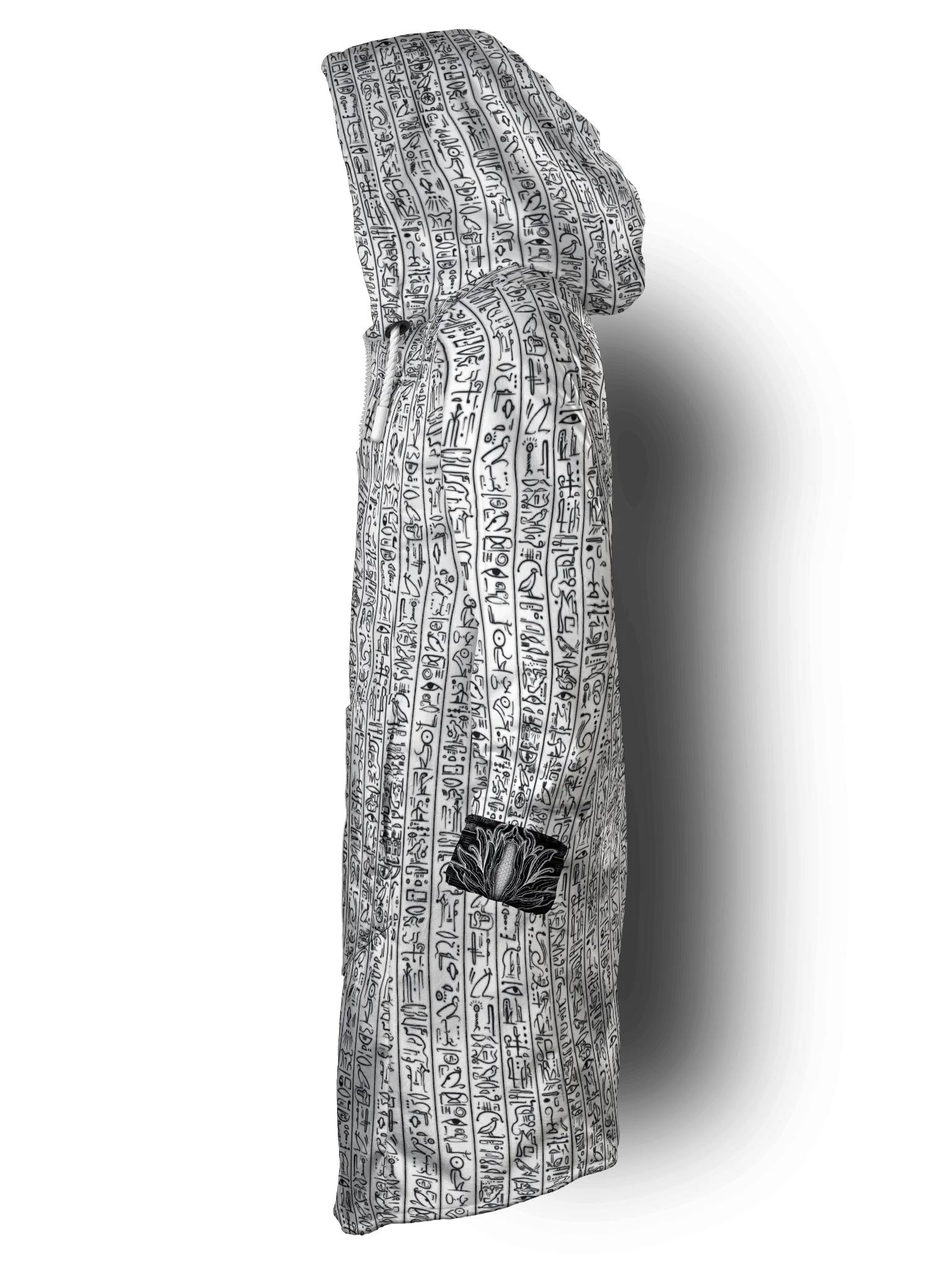 Egyptian Glyphs (White) Cyber Hooder Cloak