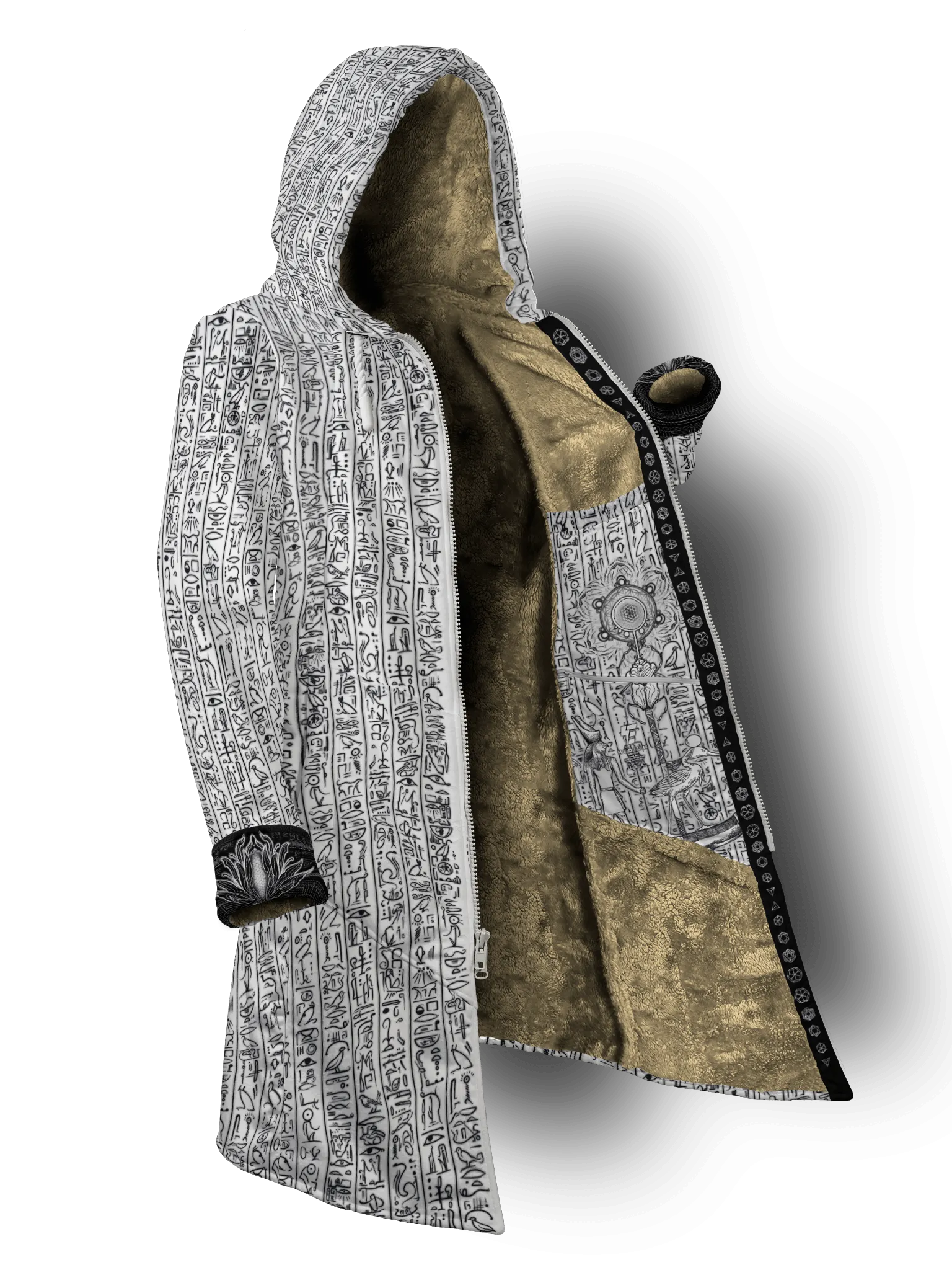Egyptian Glyphs (White) Cyber Hooder Cloak