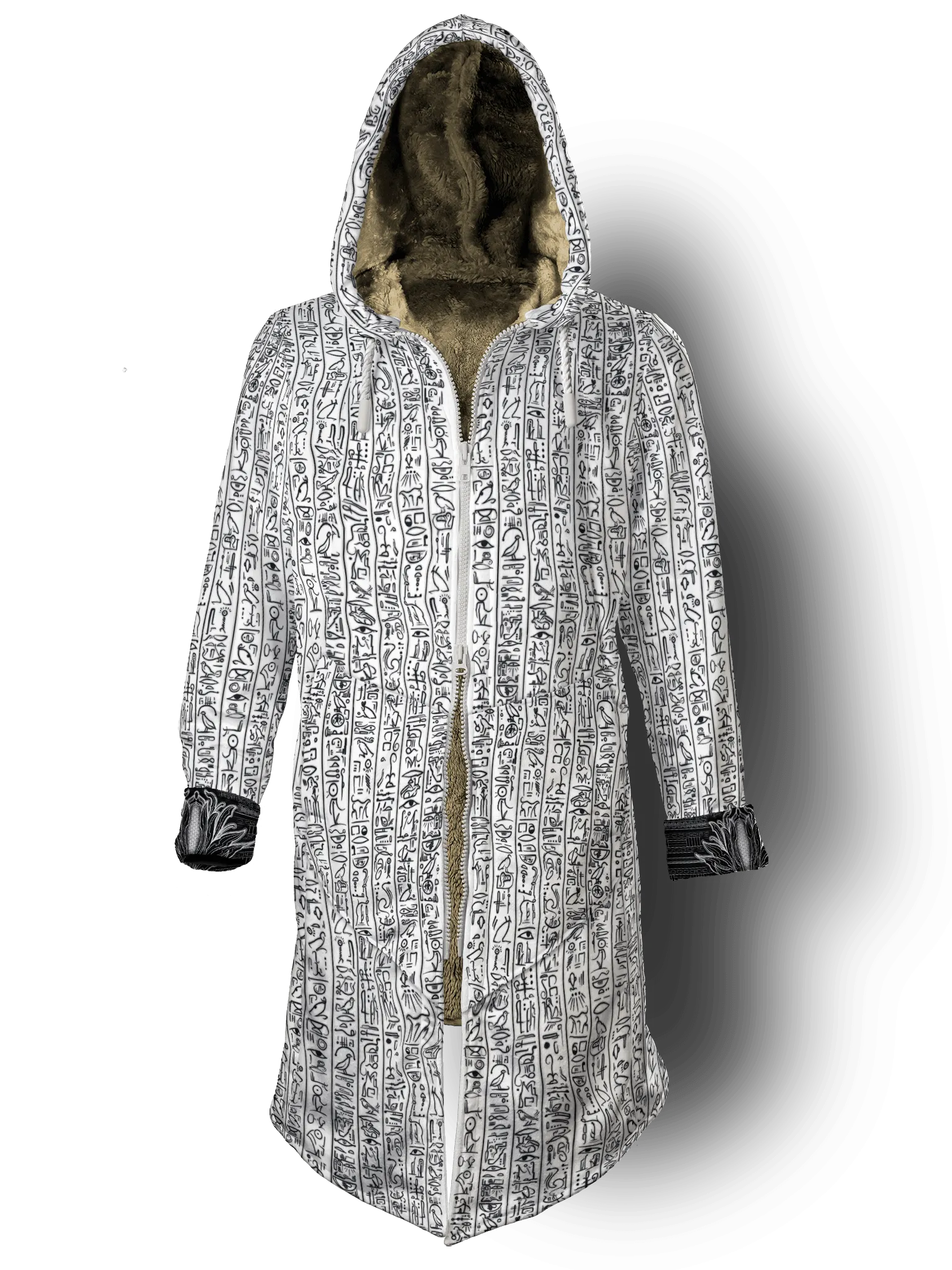 Egyptian Glyphs (White) Cyber Hooder Cloak