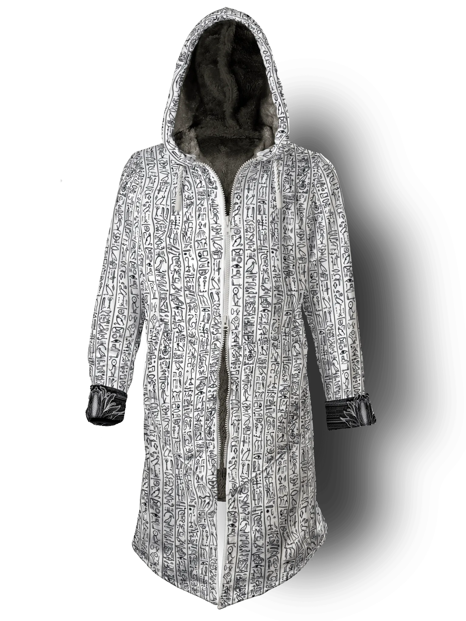 Egyptian Glyphs (White) Cyber Hooder Cloak