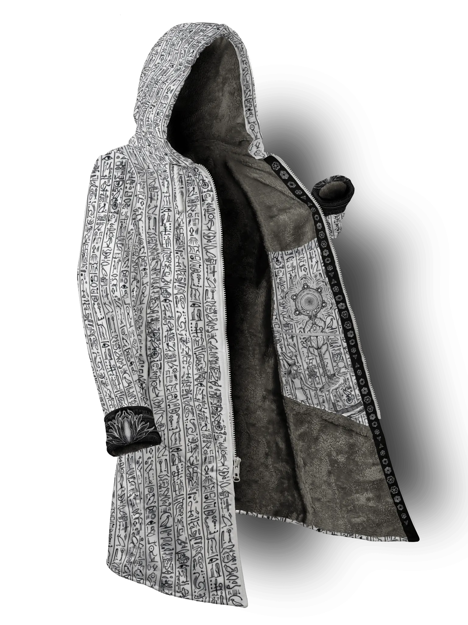 Egyptian Glyphs (White) Cyber Hooder Cloak