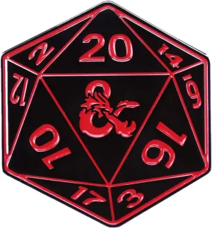 Game TV Movies D20 Pin, Metal Anime Cartoon Pins for Women and Men
