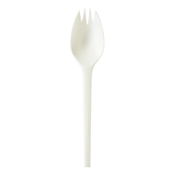 Karat Earth Medium-Heavy Weight CPLA Compostable Spork Wrapped, White - 750 pcs