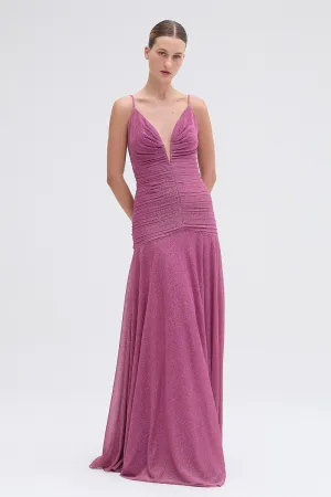 METALLIC PLUNGE GOWN