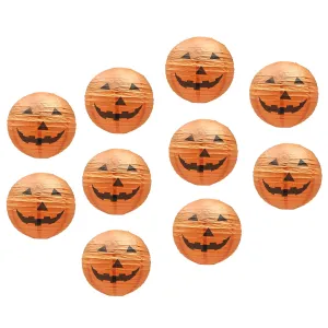 Mudra Crafts Halloween Paper Jack-O-Lantern, Orange Pumpkin Lamp, 12-Inch, Set of 10