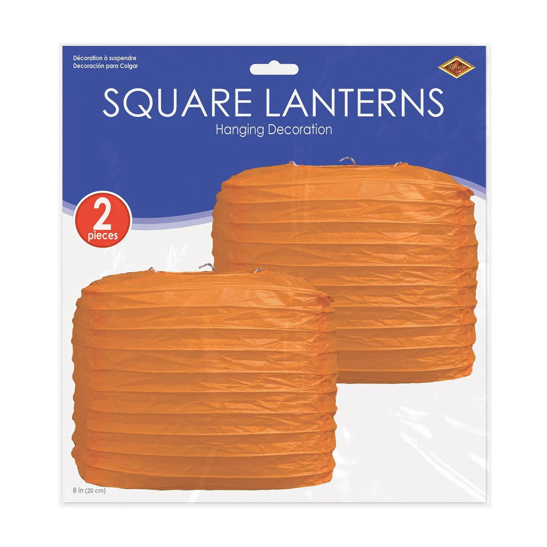Orange Party Square Paper Lanterns (2 per Package)