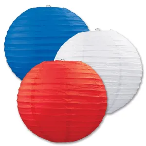 Paper Lanterns - Assorted red - white - blue Party Decor (3 per Package)