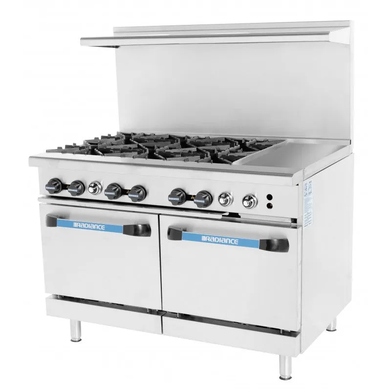 Radiance TARG-6B12G 48" 6 Burner Range and 12" Griddle with 2 Standard Oven