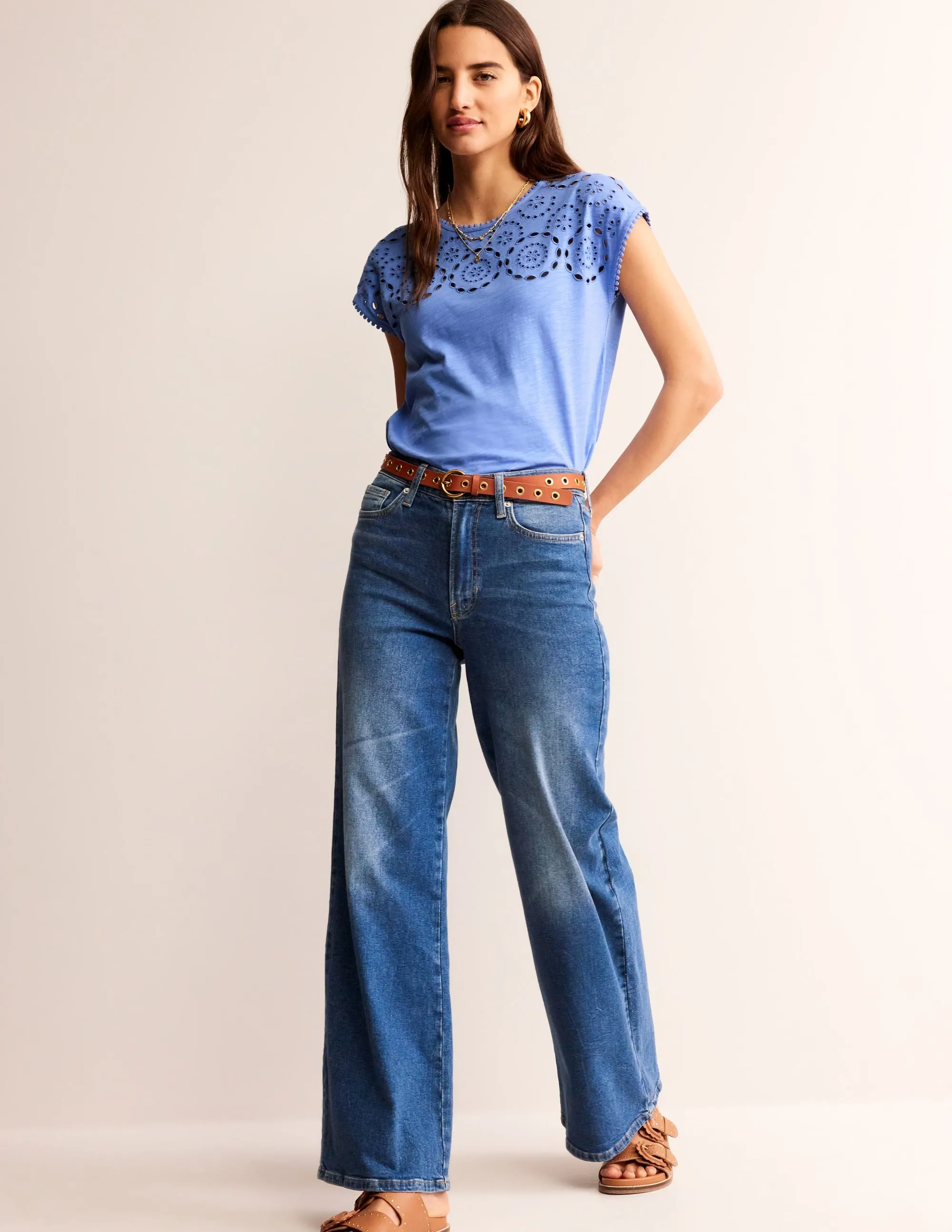 Sasha Broderie T-Shirt-Ebb and Flow