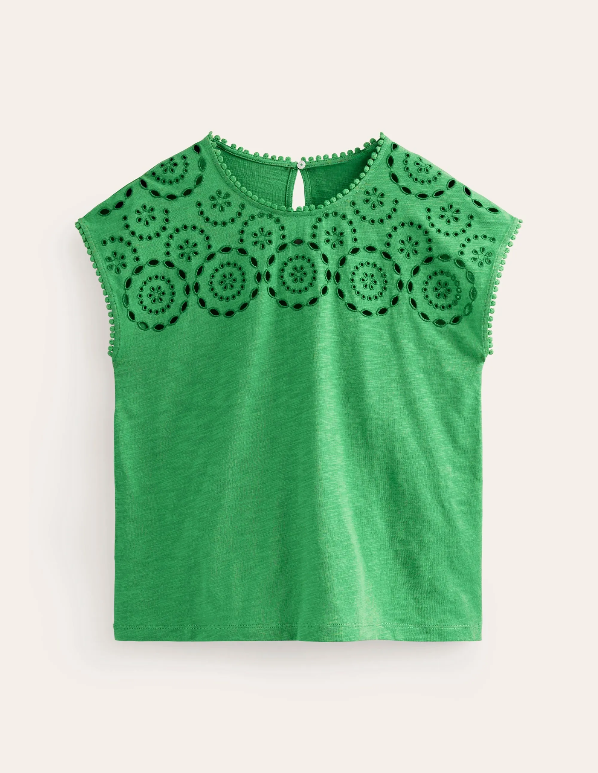 Sasha Broderie T-Shirt-Kelly Green